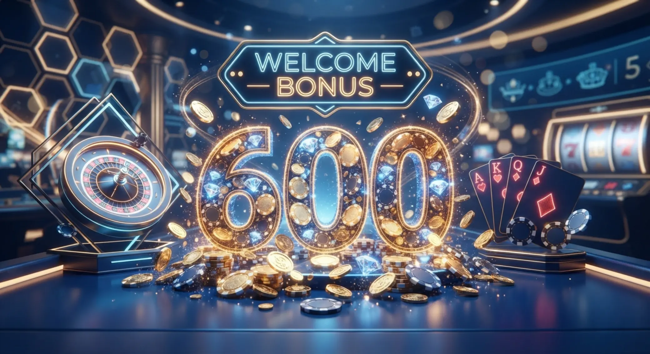 Ilustracja dużego bonusu powitalnego 600 zł w kasynie online