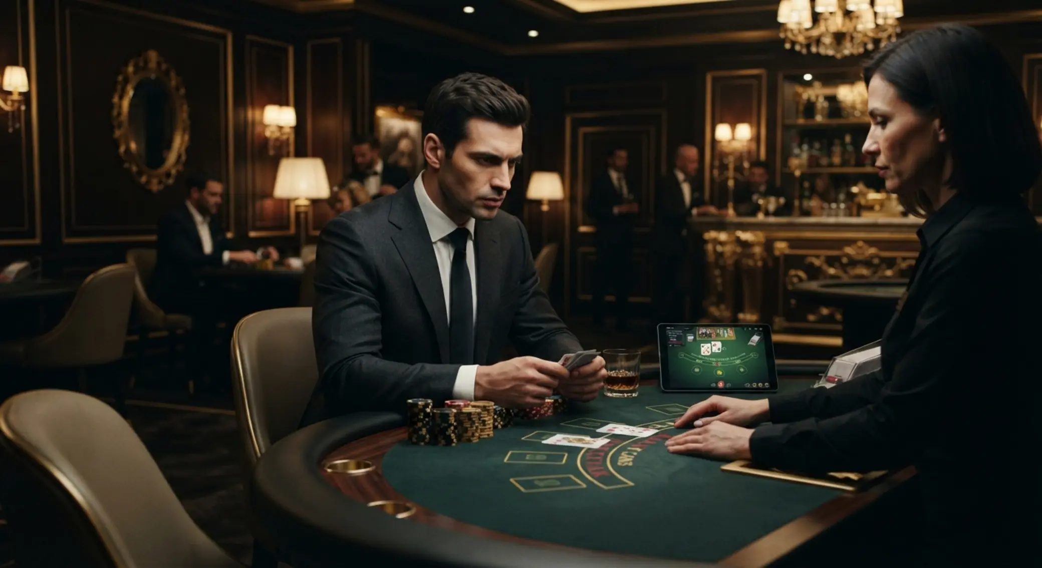 Gracz high roller w eleganckiej atmosferze kasyna online