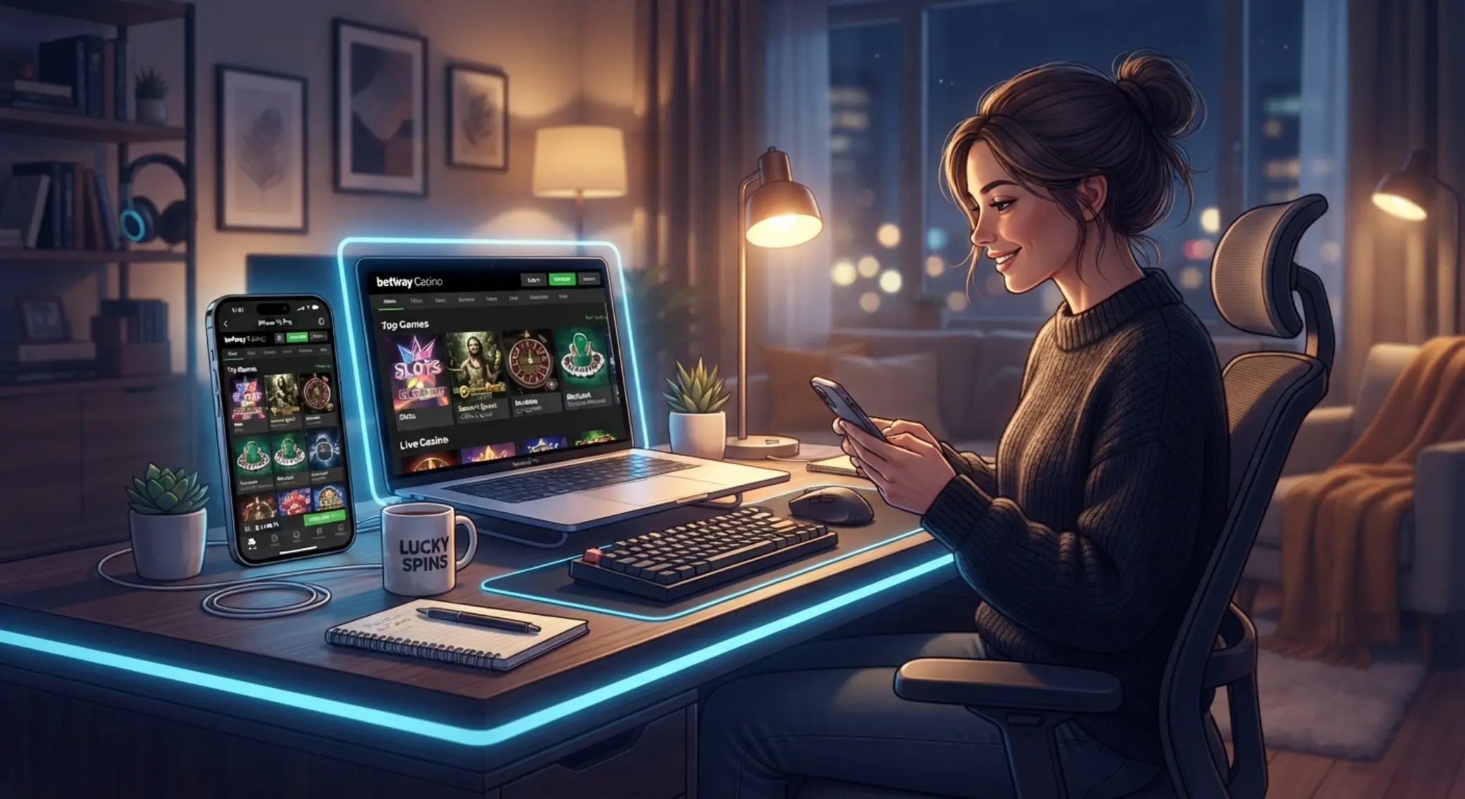Lobby wirtualnego kasyna online Widok lobby wirtualnego kasyna na laptopie i telefonie